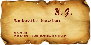 Markovitz Gaszton névjegykártya